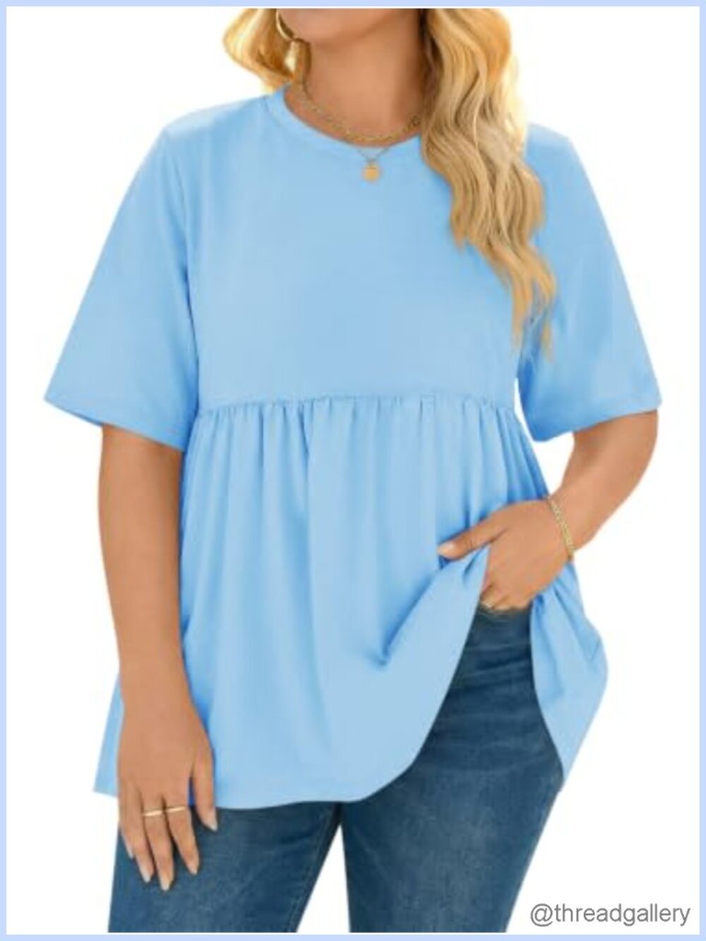 Women's Plus Size Peplum Babydoll Tunic Top Short Sleeve Flowy Blouse